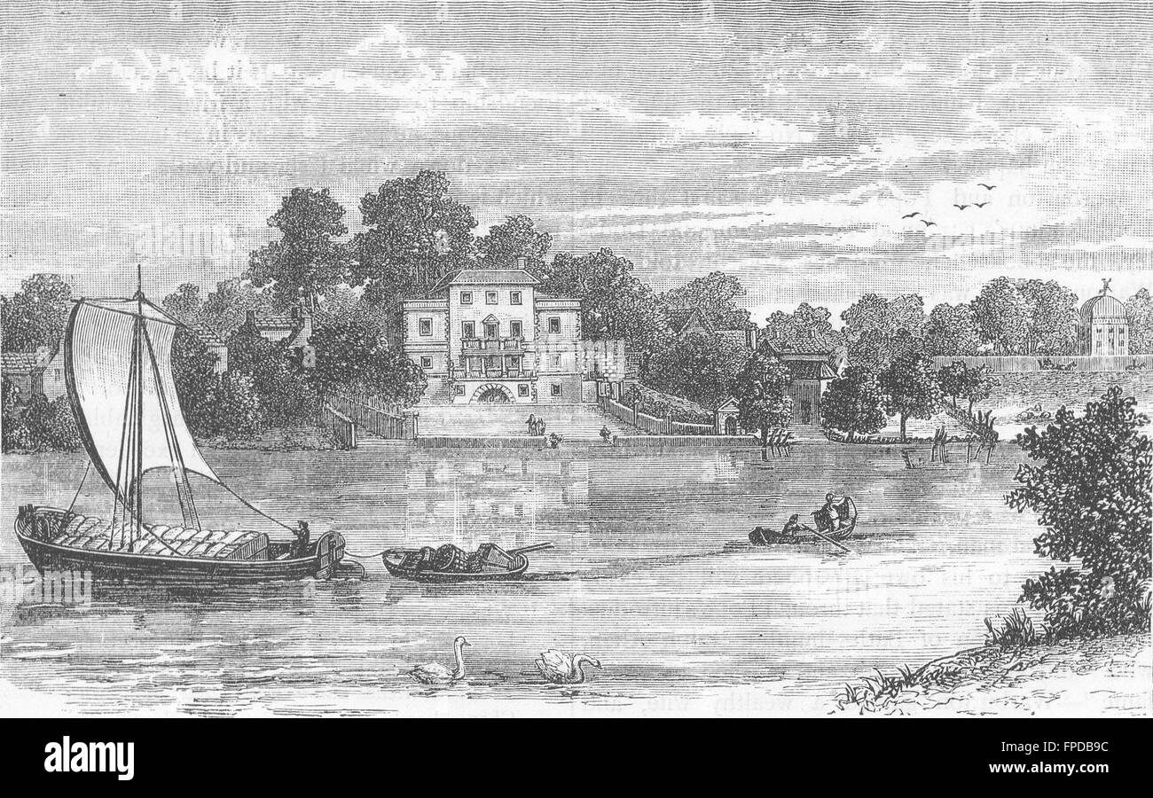 TWICKENHAM: Pope's House (from a print dated 1785), antique print 1888 ...