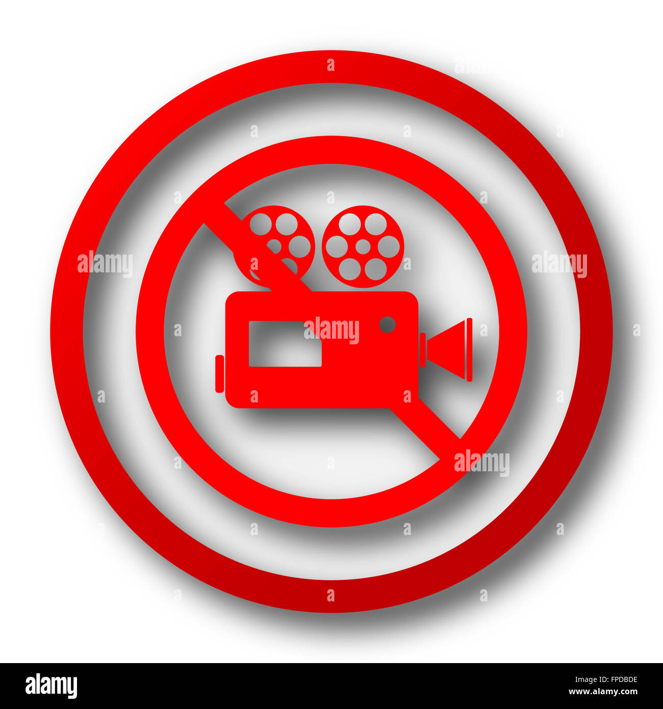 Forbidden video camera icon. Internet button on white background Stock ...