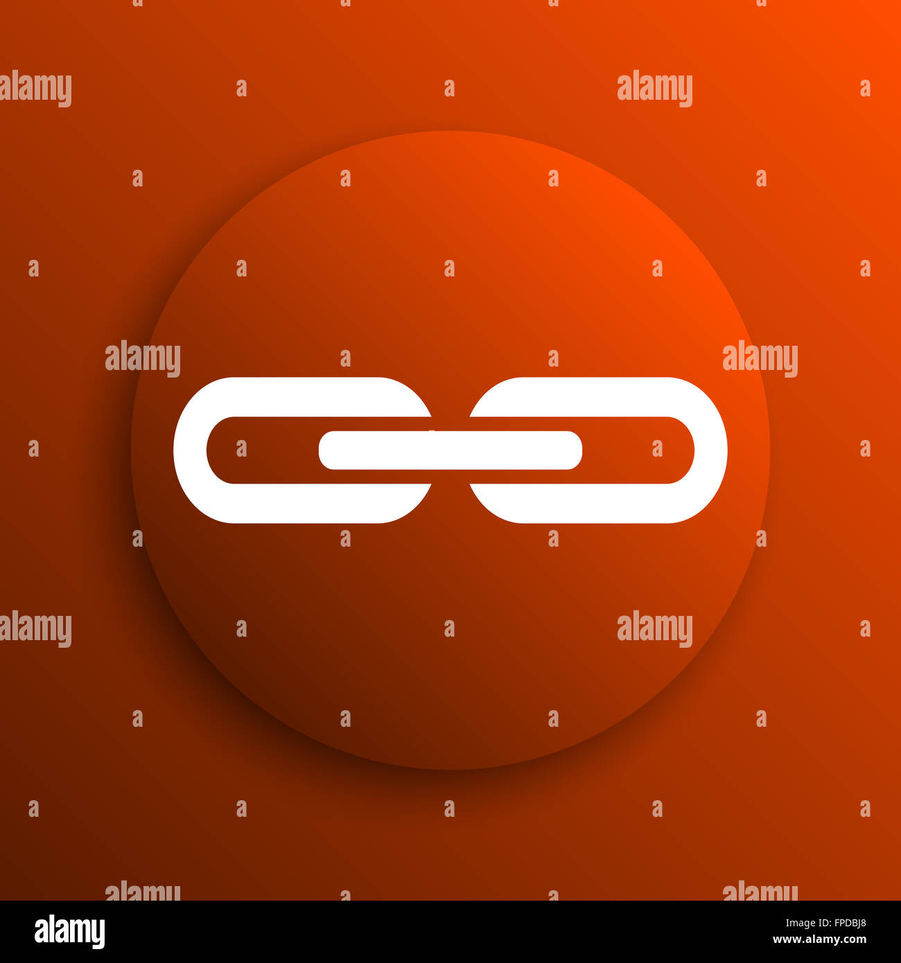 Link icon. Internet button on orange background Stock Photo - Alamy