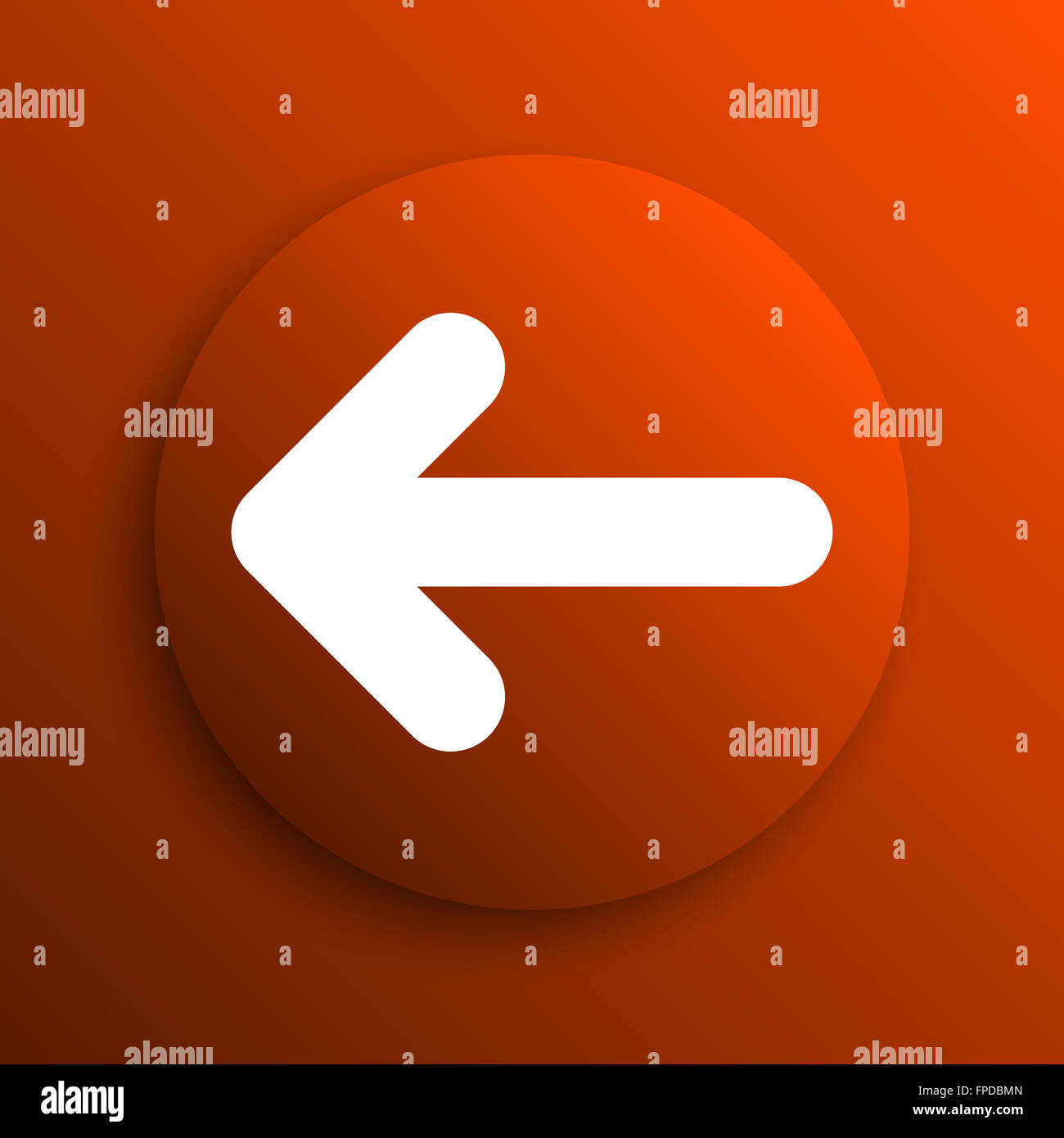 Left arrow icon. Internet button on orange background Stock Photo - Alamy