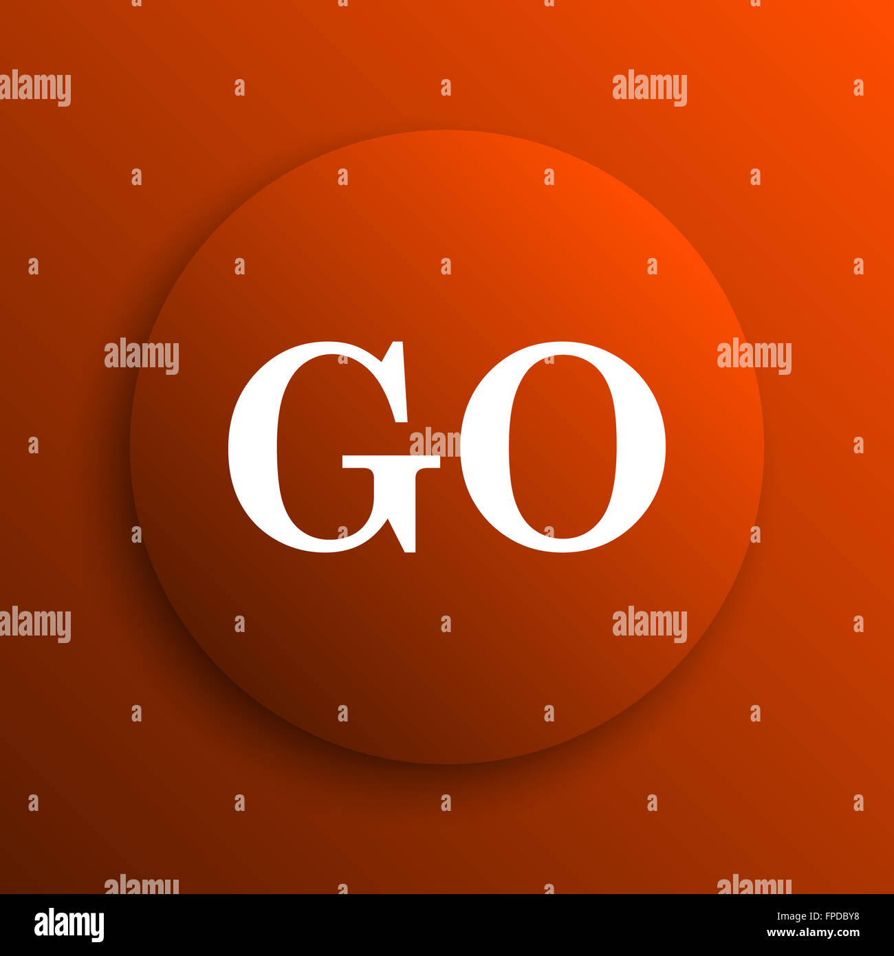 GO icon. Internet button on orange background Stock Photo - Alamy