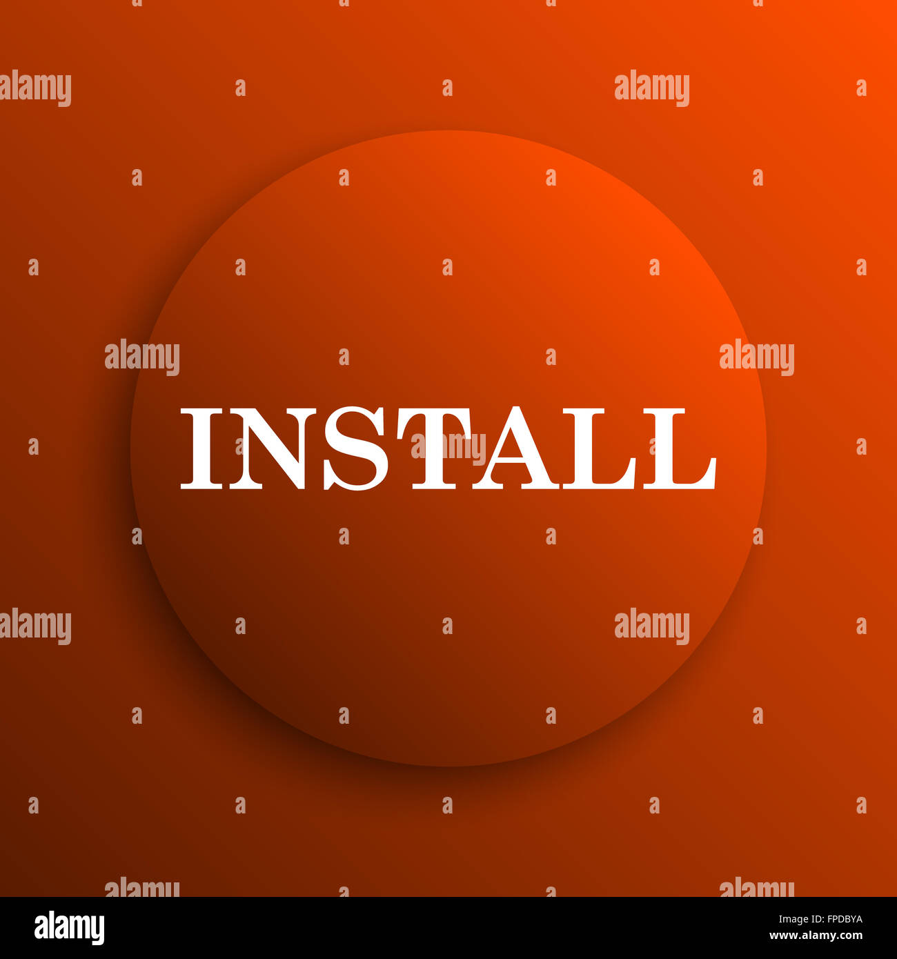Install icon. Internet button on orange background Stock Photo - Alamy