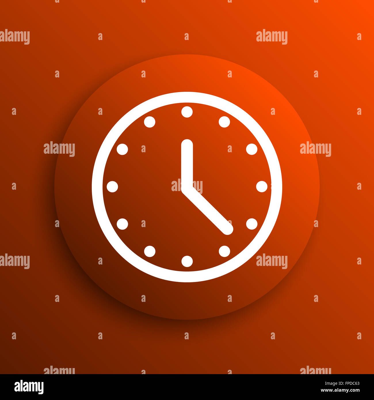 Clock icon. Internet button on orange background Stock Photo - Alamy