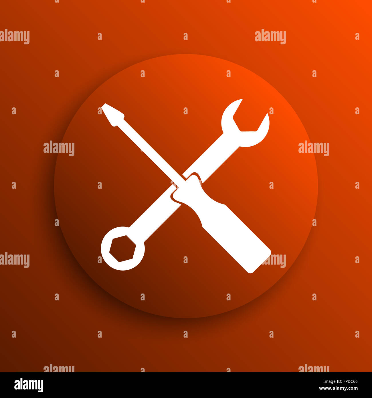 Tools icon. Internet button on orange background Stock Photo - Alamy