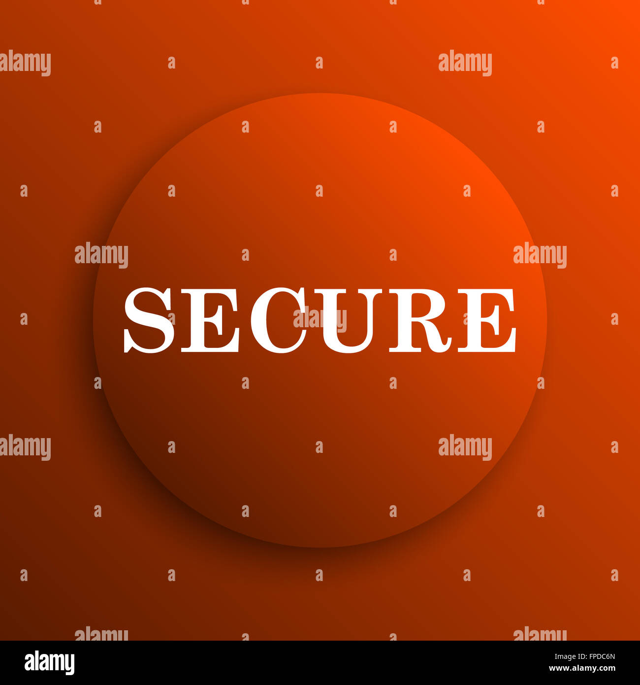 Secure icon. Internet button on orange background Stock Photo - Alamy