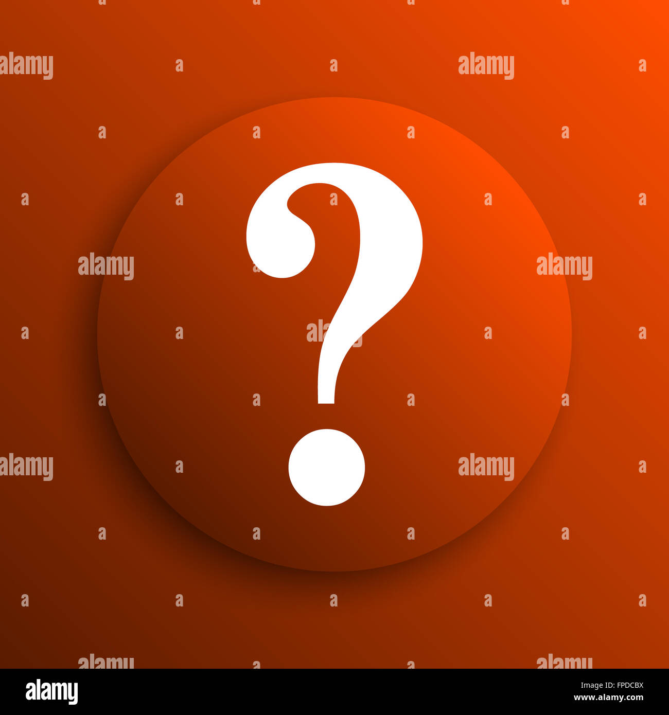 Question mark icon. Internet button on orange background Stock Photo ...