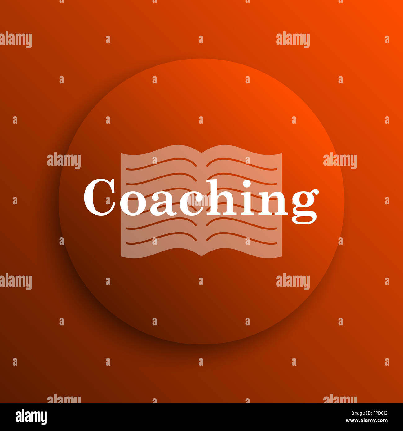Coaching icon. Internet button on orange background Stock Photo - Alamy