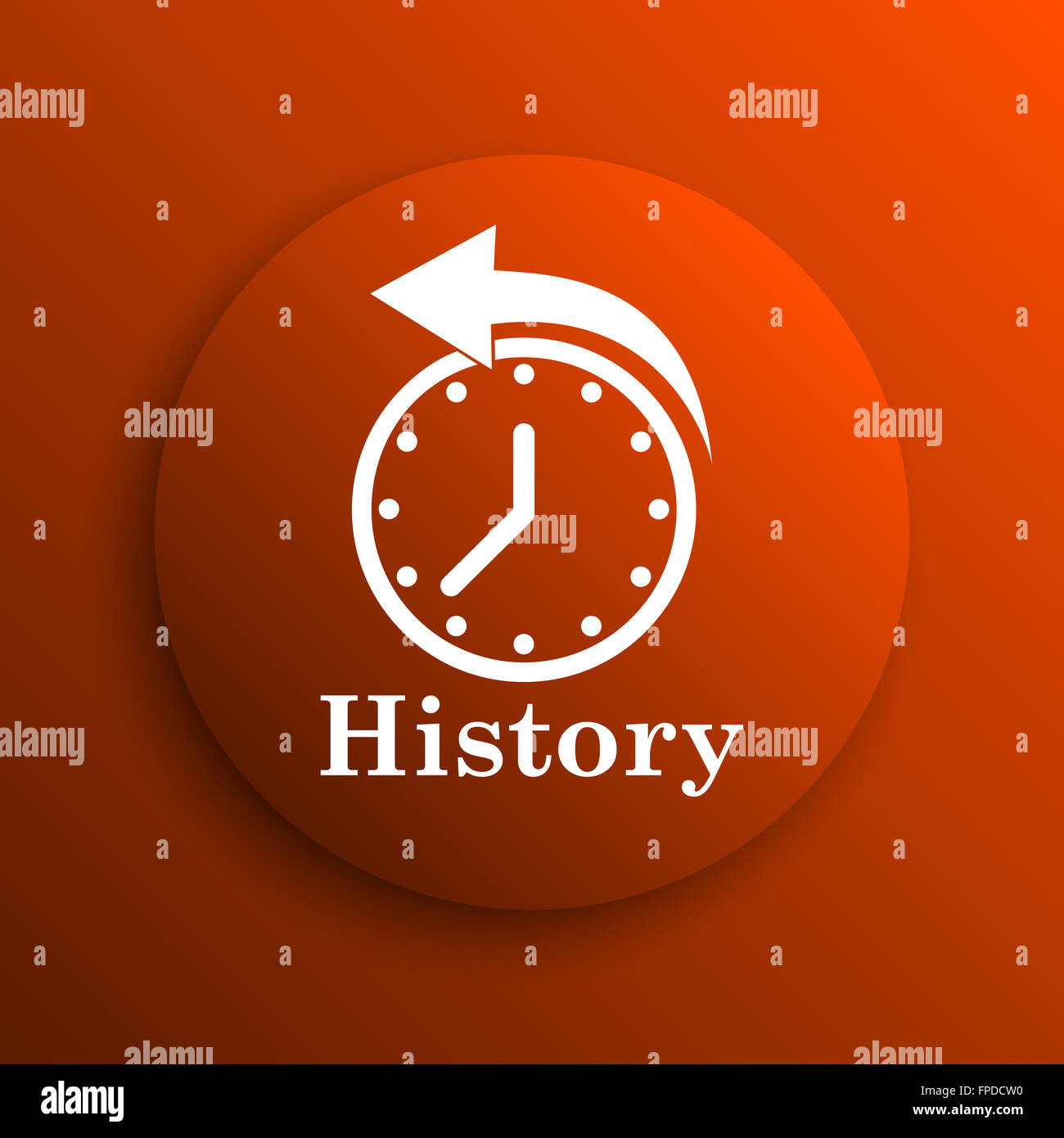 History icon. Internet button on orange background Stock Photo - Alamy