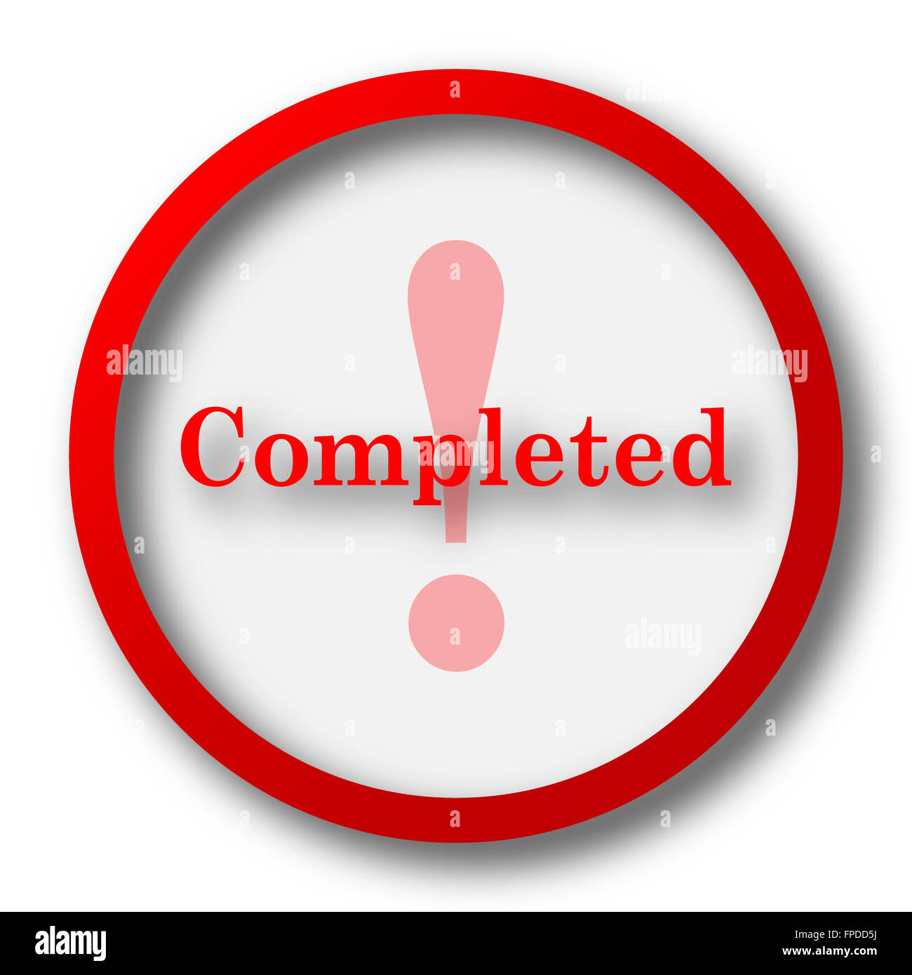 Completed icon. Internet button on white background Stock Photo - Alamy