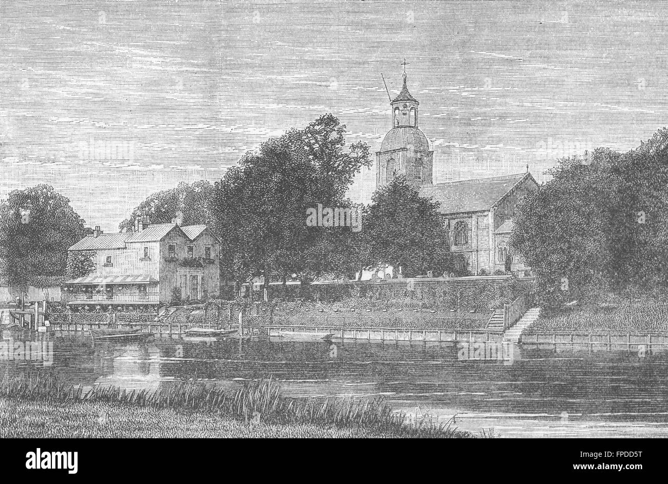 SUNBURY Sunbury Church. Surrey, antique print 1888 Stock Photo Alamy