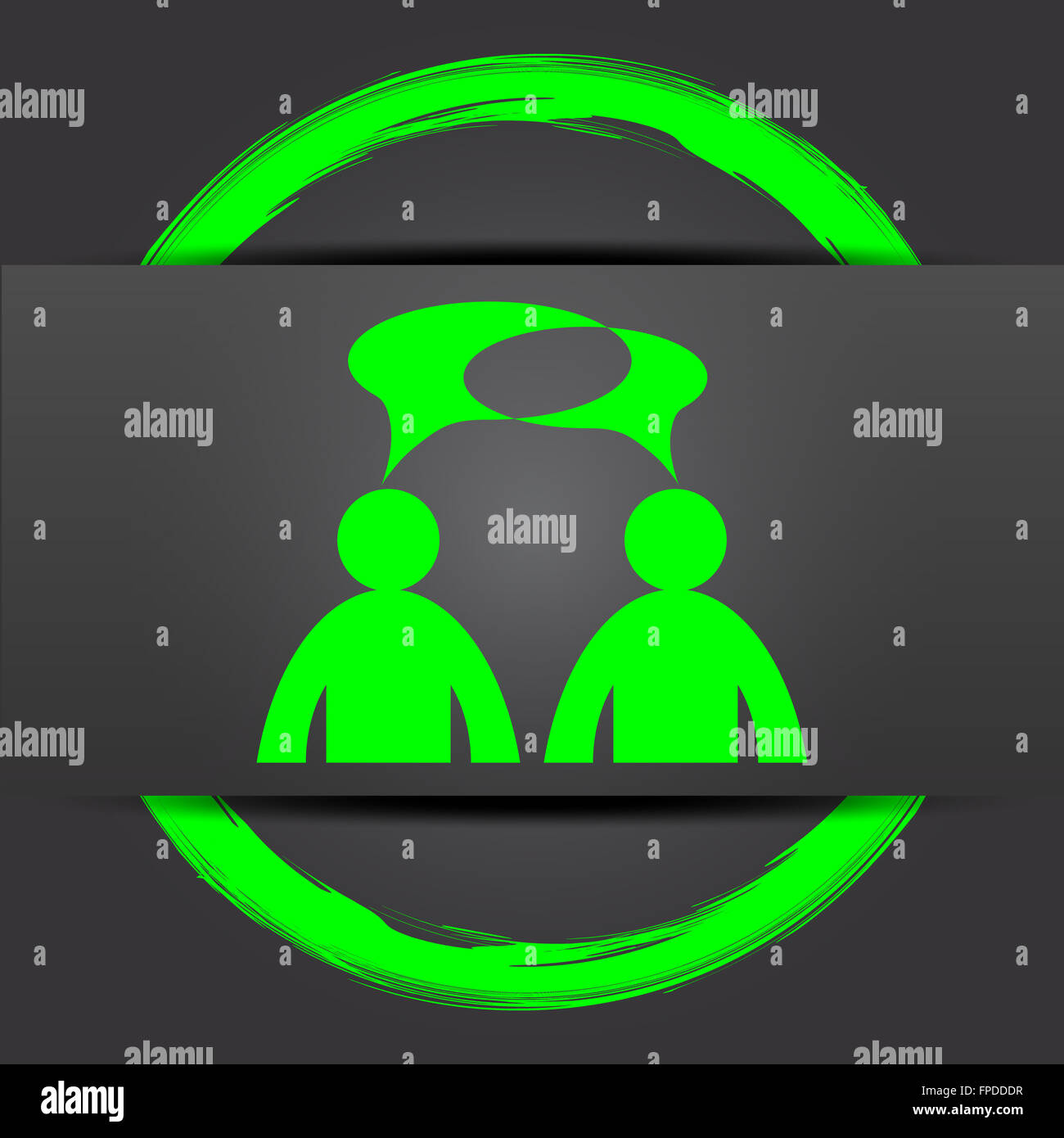 Comments icon. Internet button with green on grey background. - men ...