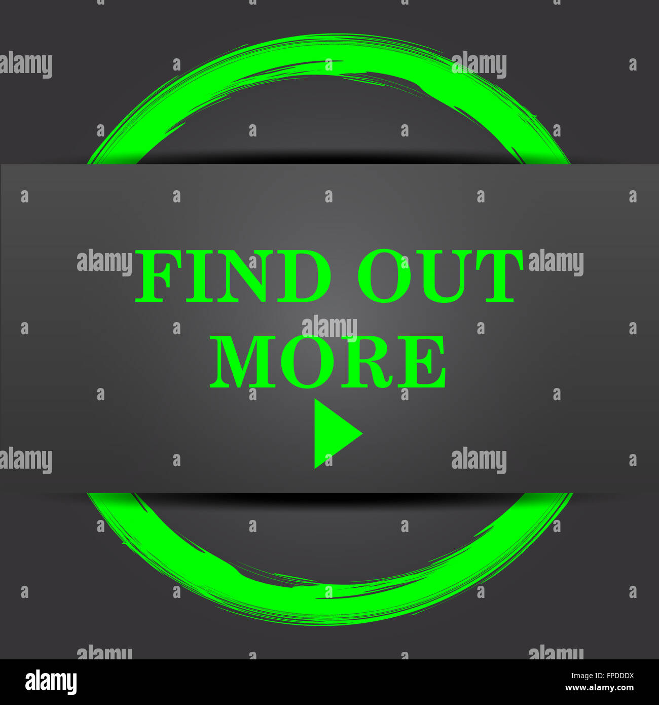 Find out more icon. Internet button with green on grey background Stock ...