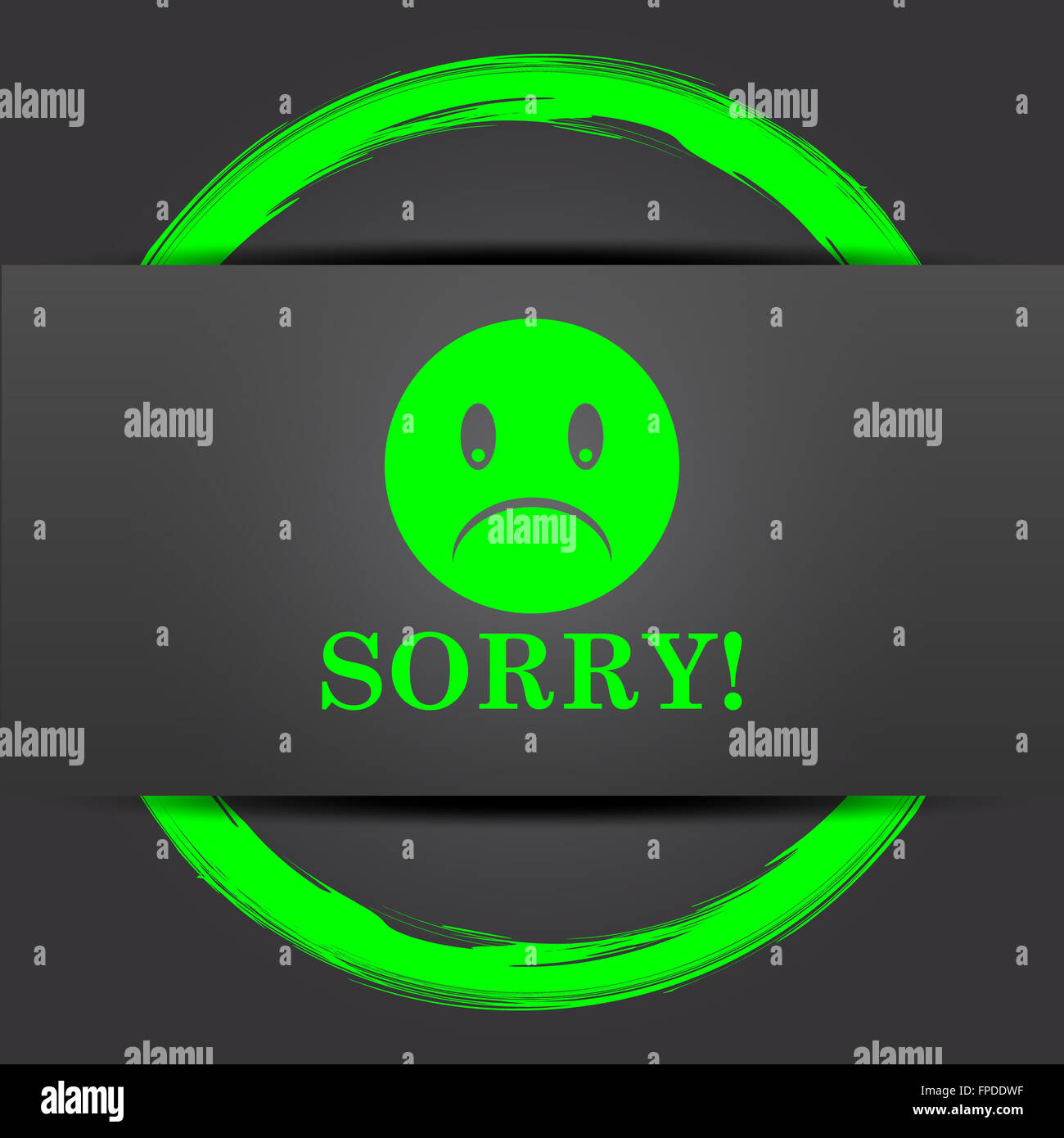 Sorry icon. Internet button with green on grey background Stock Photo ...