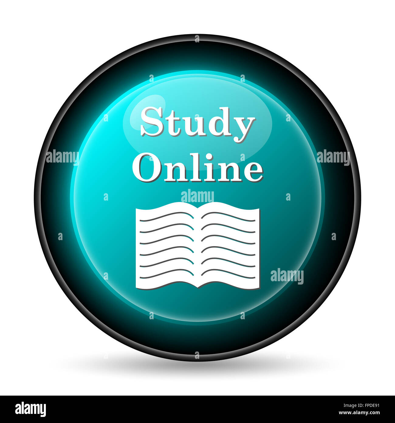 Study online icon. Internet button on white background Stock Photo - Alamy