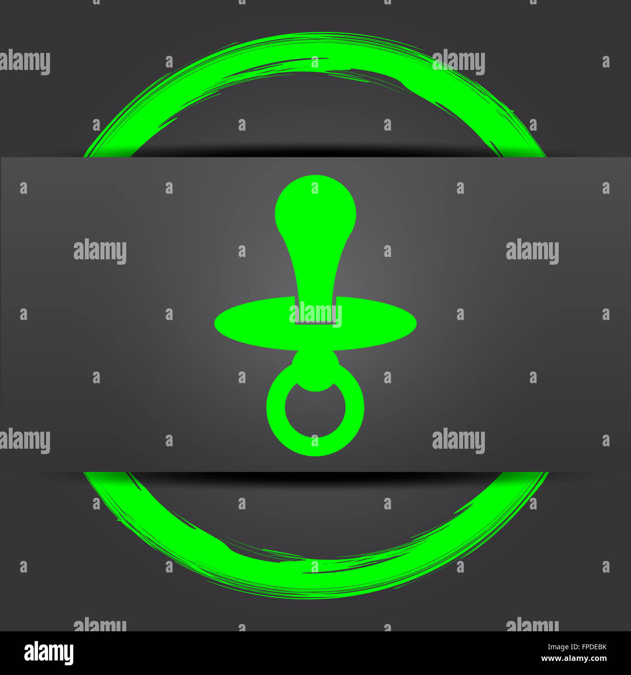 Pacifier icon. Internet button with green on grey background Stock ...
