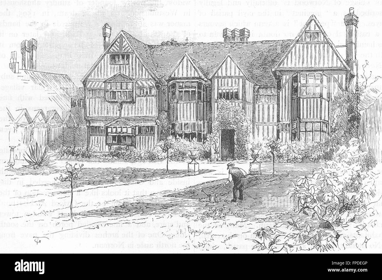 LONDON Southall Manor House, antique print 1888 Stock Photo Alamy