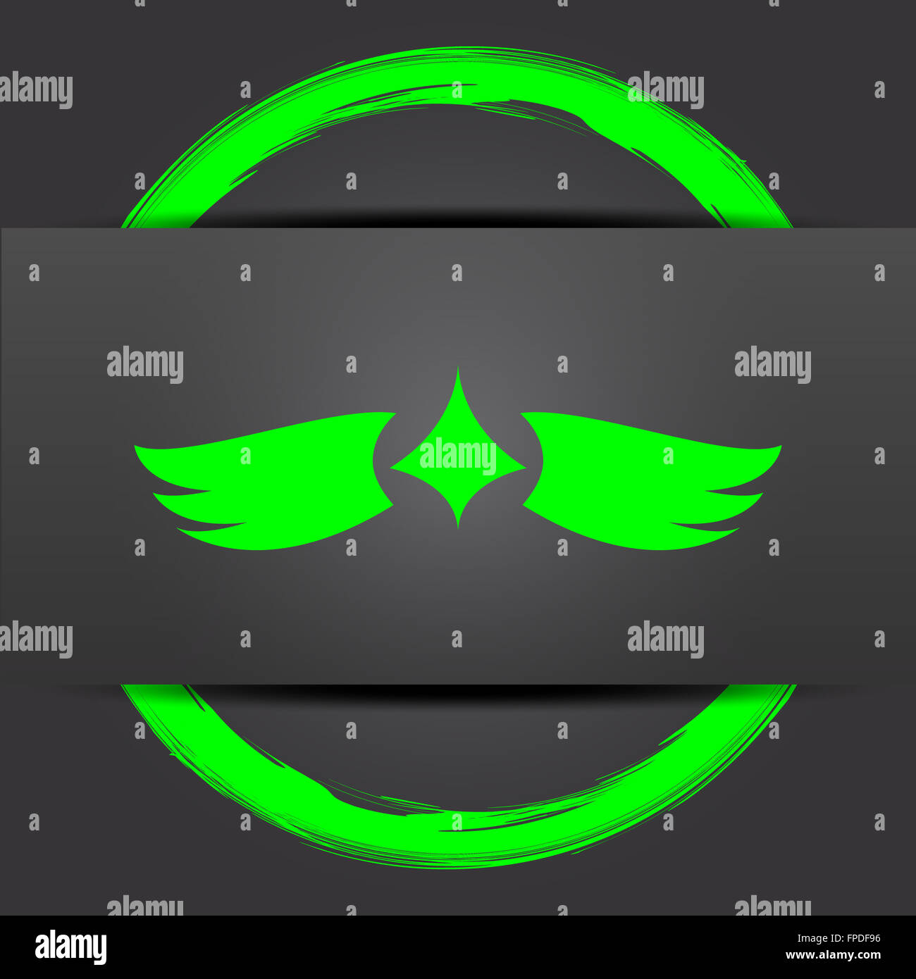 Wings icon. Internet button with green on grey background Stock Photo ...