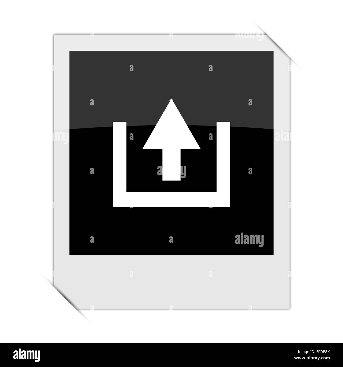 Upload icon within a photo on white background Stock Photo - Alamy