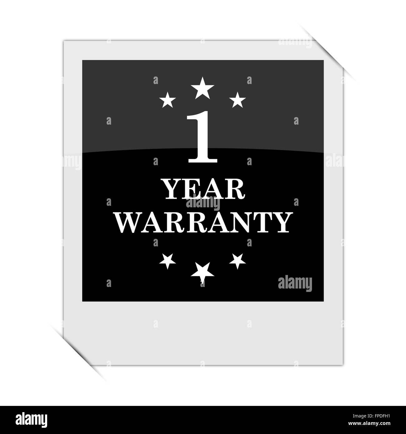 1 year warranty icon within a photo on white background Stock Photo - Alamy