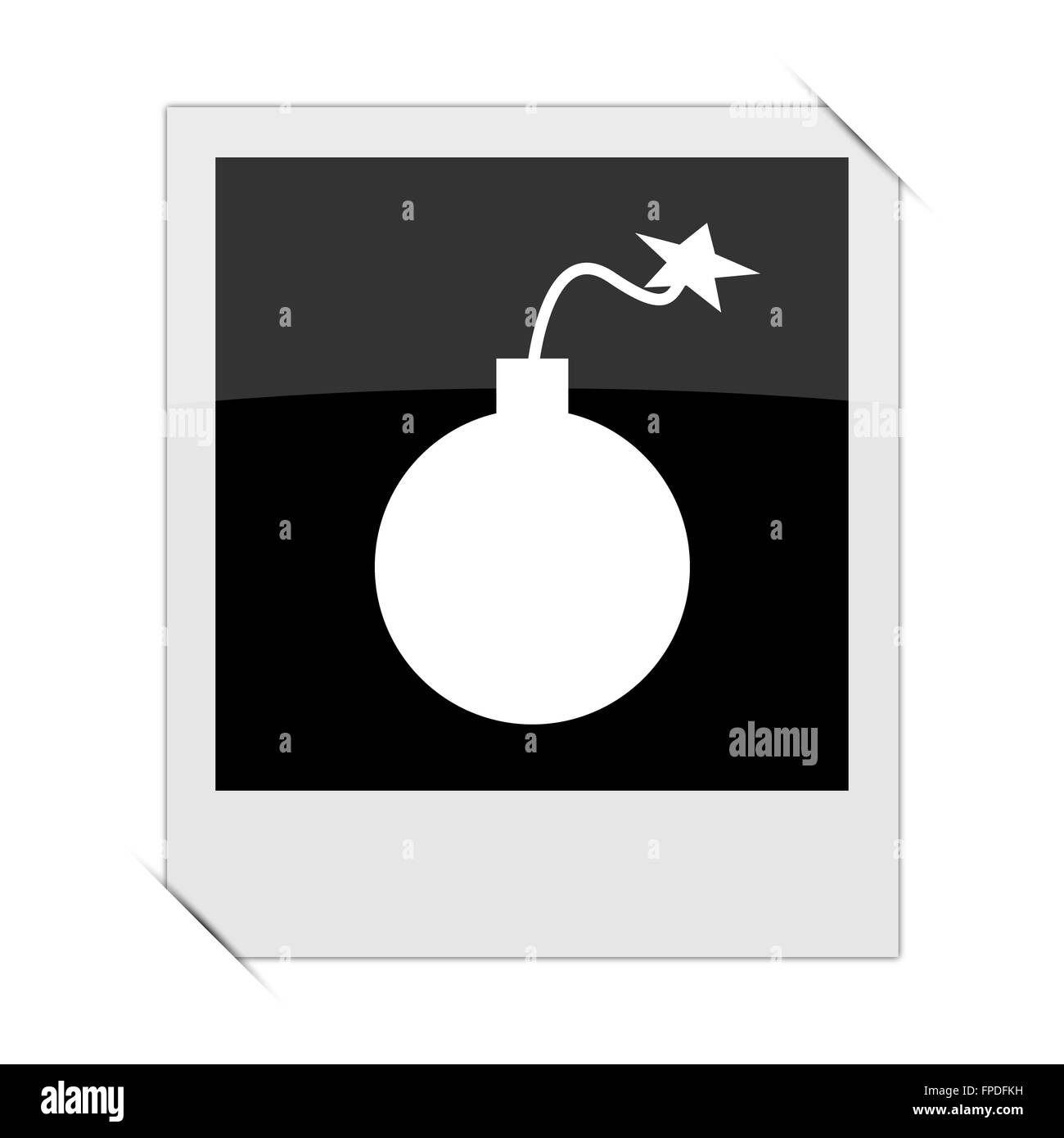 Bomb icon within a photo on white background Stock Photo - Alamy