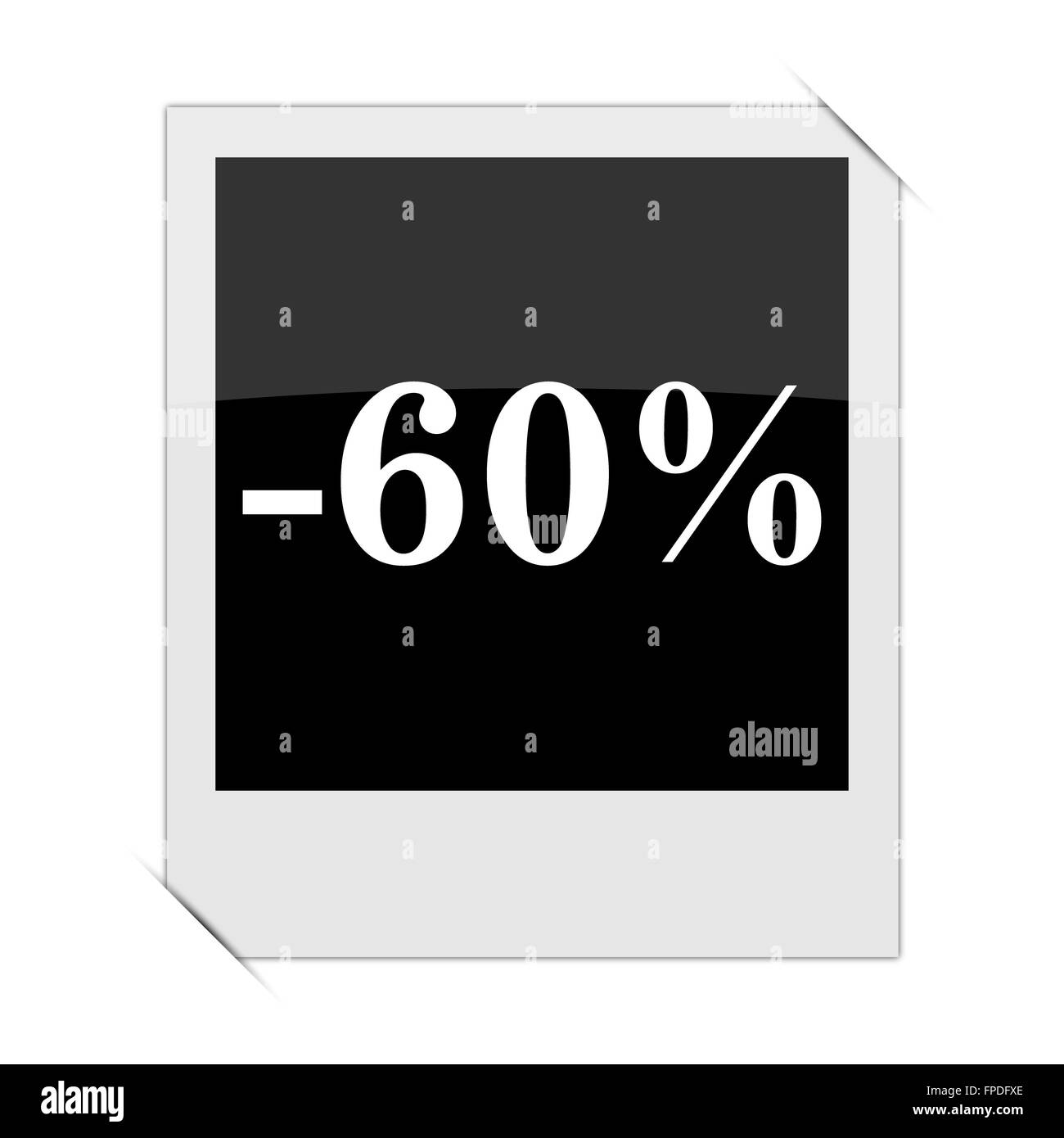 60 Percent Discount Icon Within A Photo On White Background Stock Photo