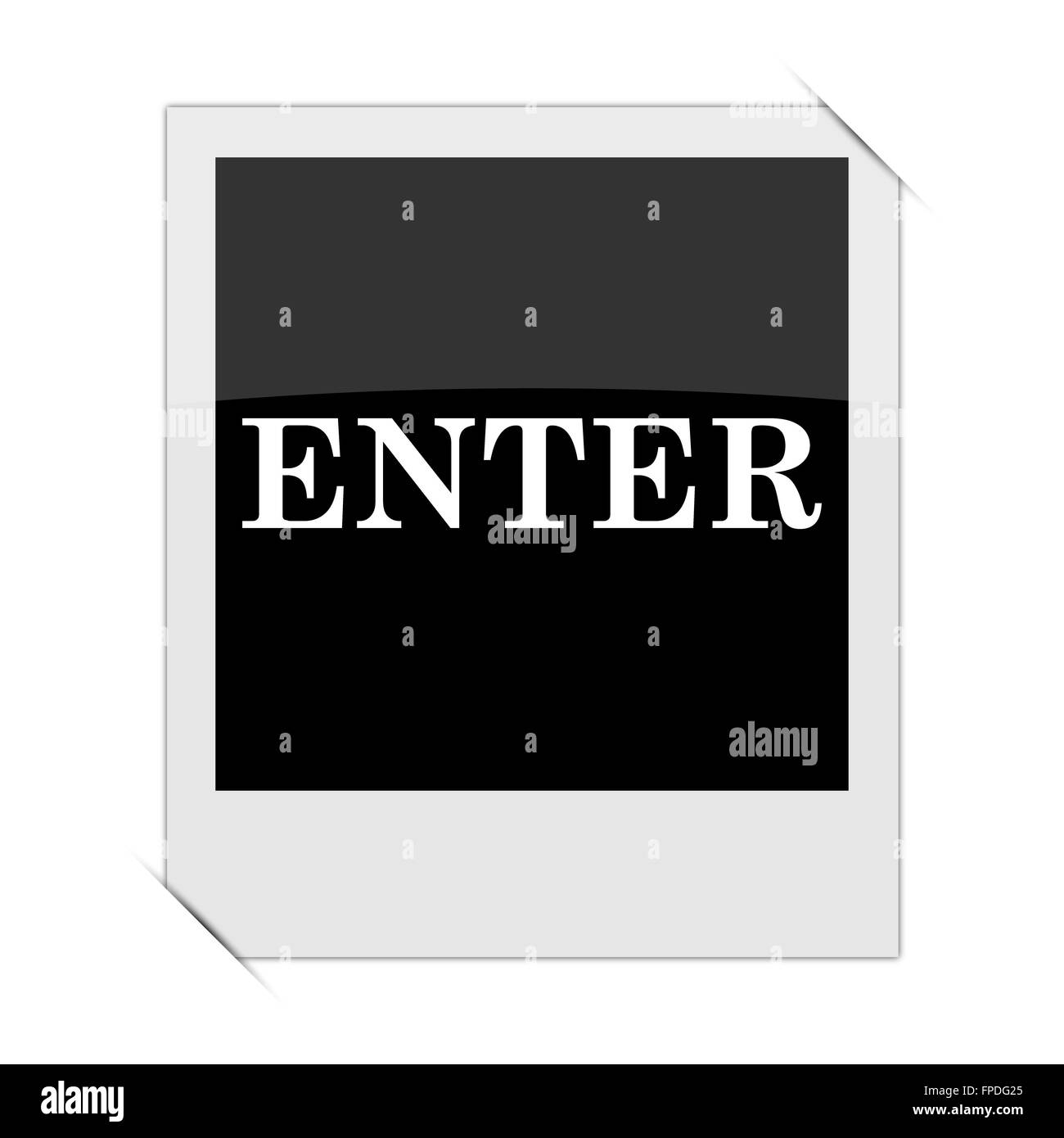 Enter icon within a photo on white background Stock Photo - Alamy