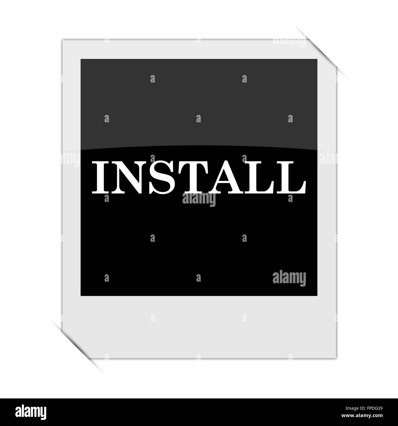 Install icon within a photo on white background Stock Photo - Alamy