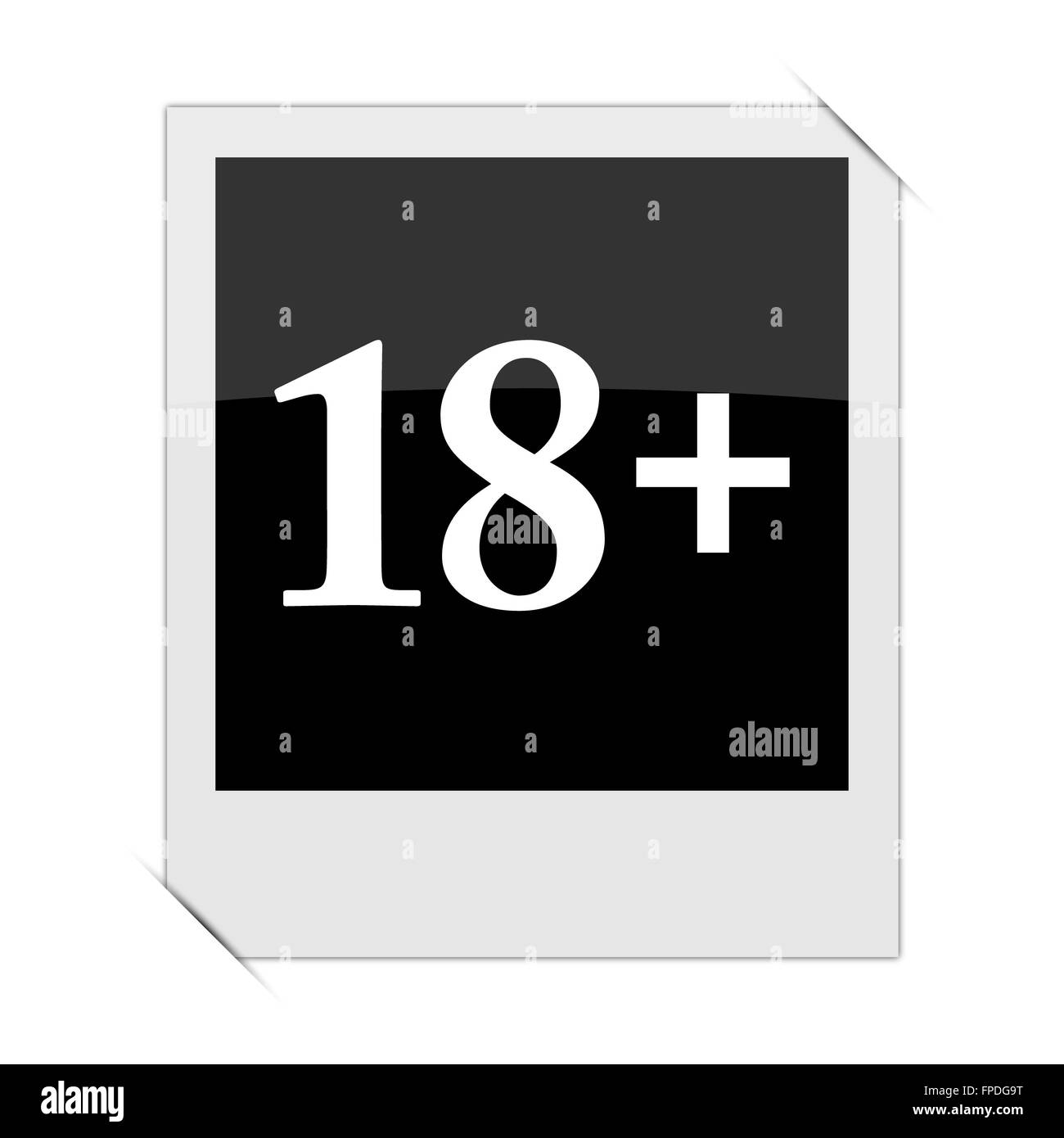 18 plus icon within a photo on white background Stock Photo Alamy