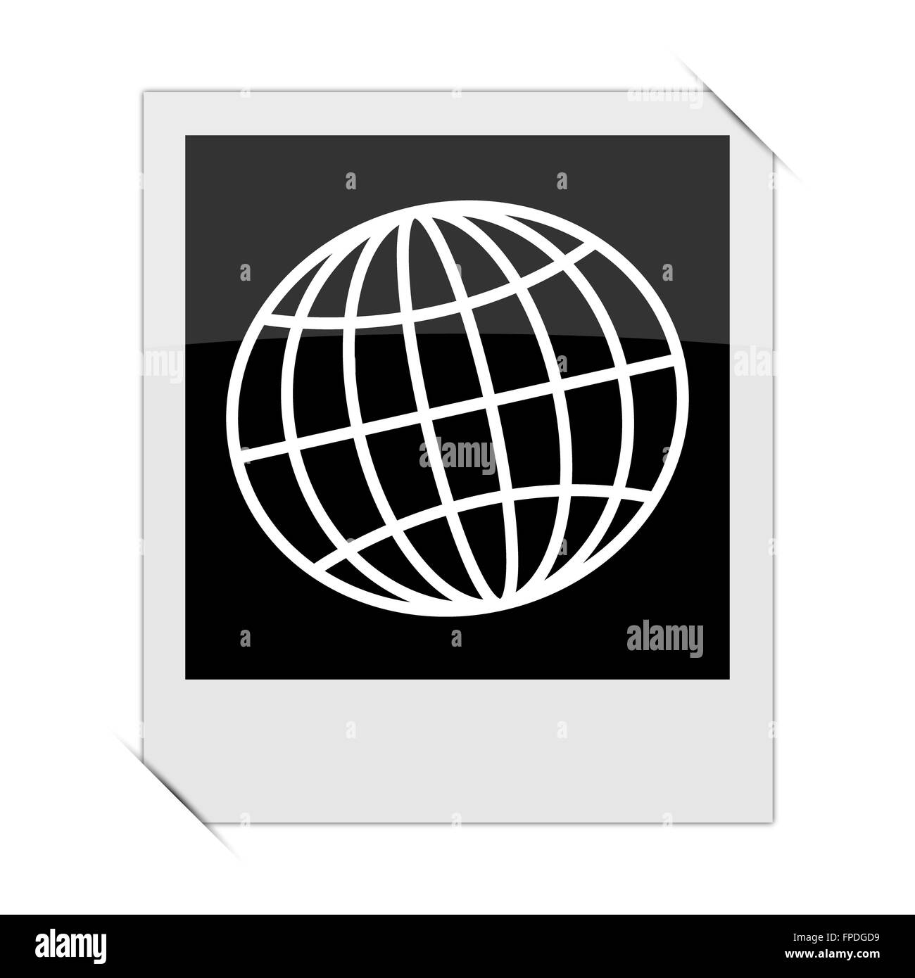 Globe icon within a photo on white background Stock Photo - Alamy