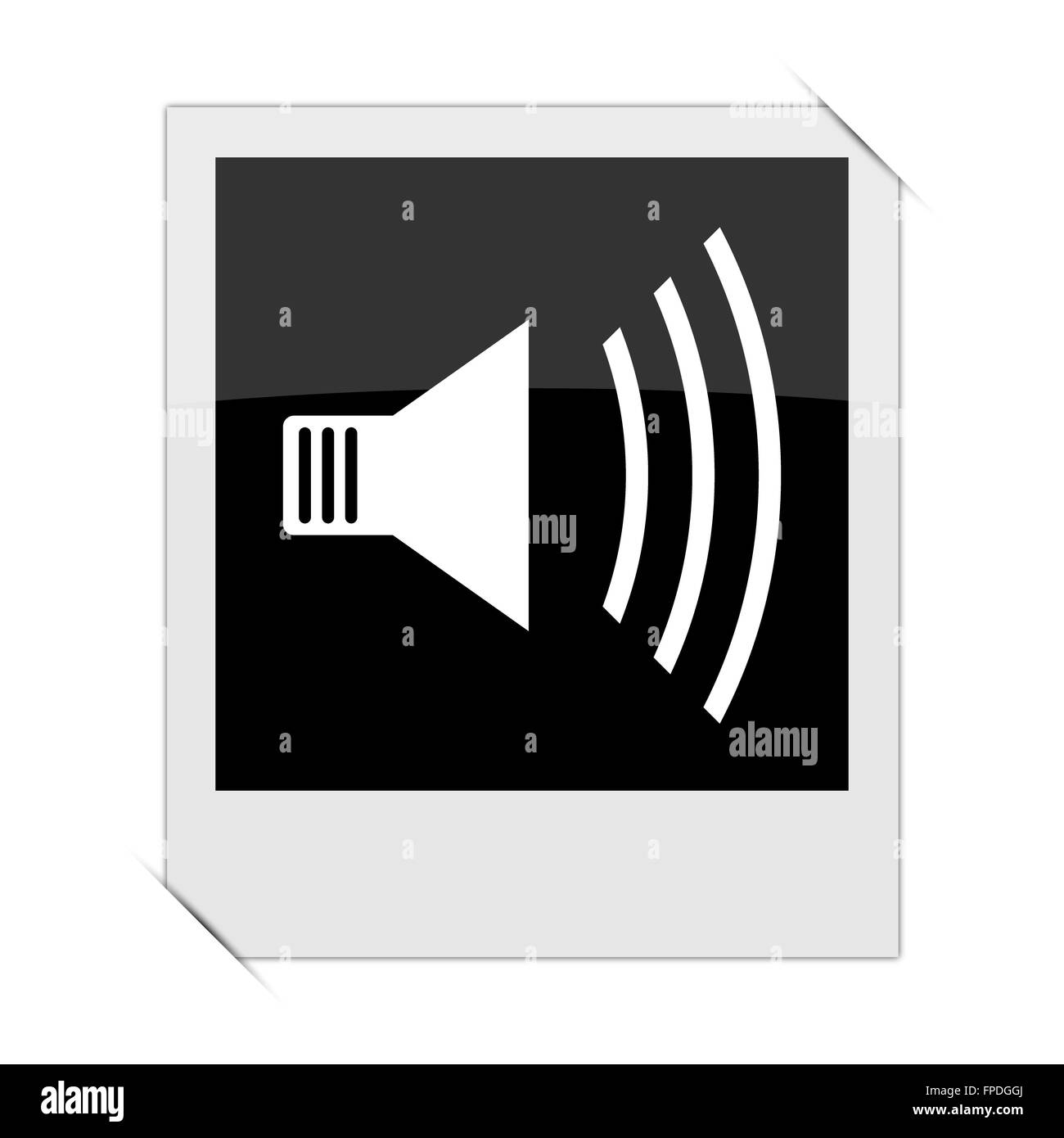 Speaker icon within a photo on white background Stock Photo - Alamy