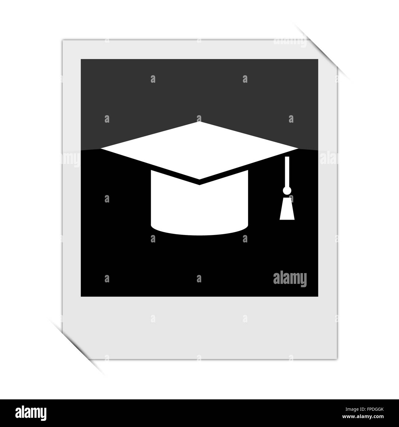 Graduation icon within a photo on white background Stock Photo - Alamy