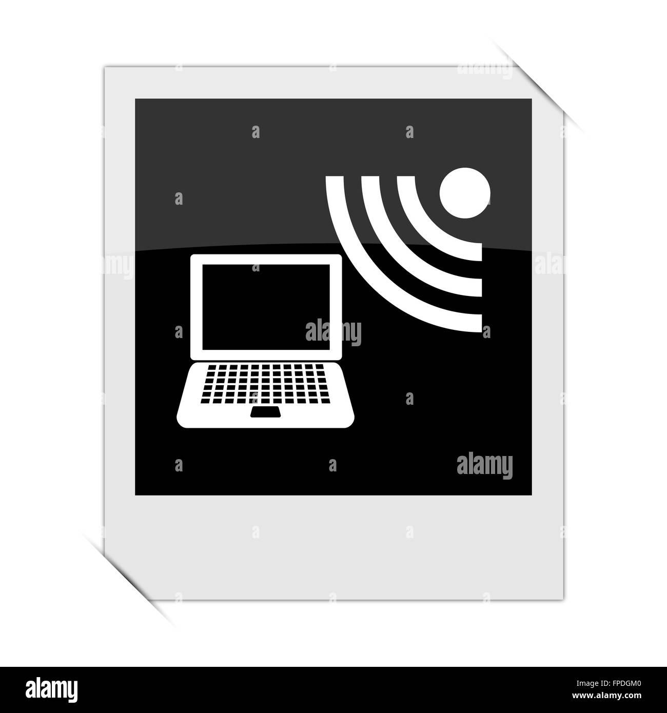 Wireless laptop icon within a photo on white background Stock Photo - Alamy