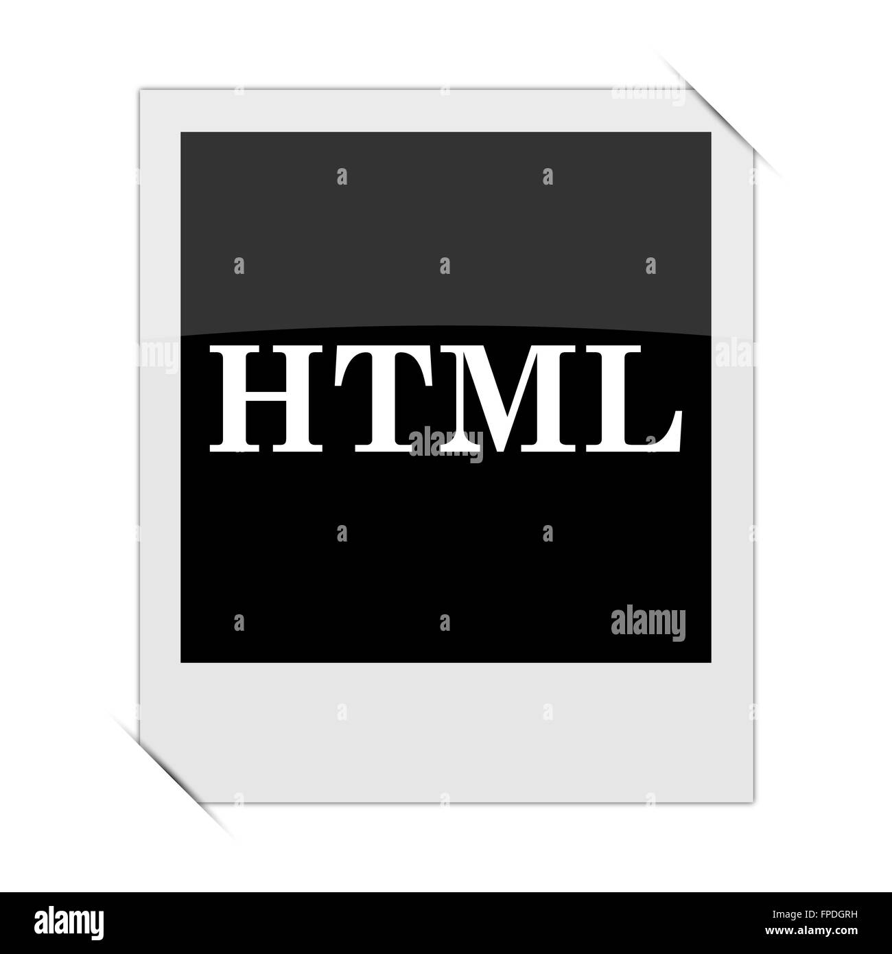 HTML icon within a photo on white background Stock Photo - Alamy