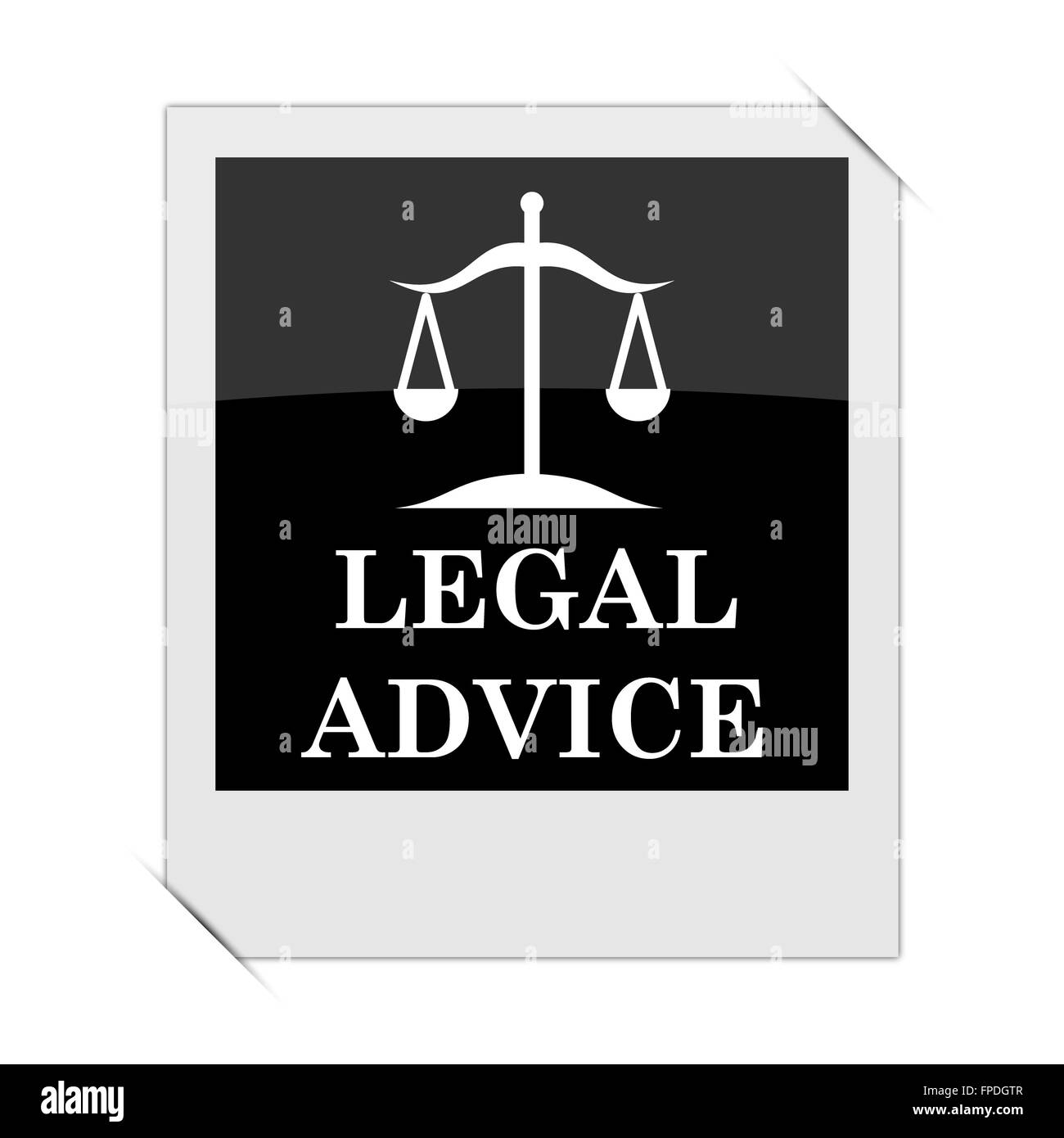 Legal advice icon within a photo on white background Stock Photo Alamy