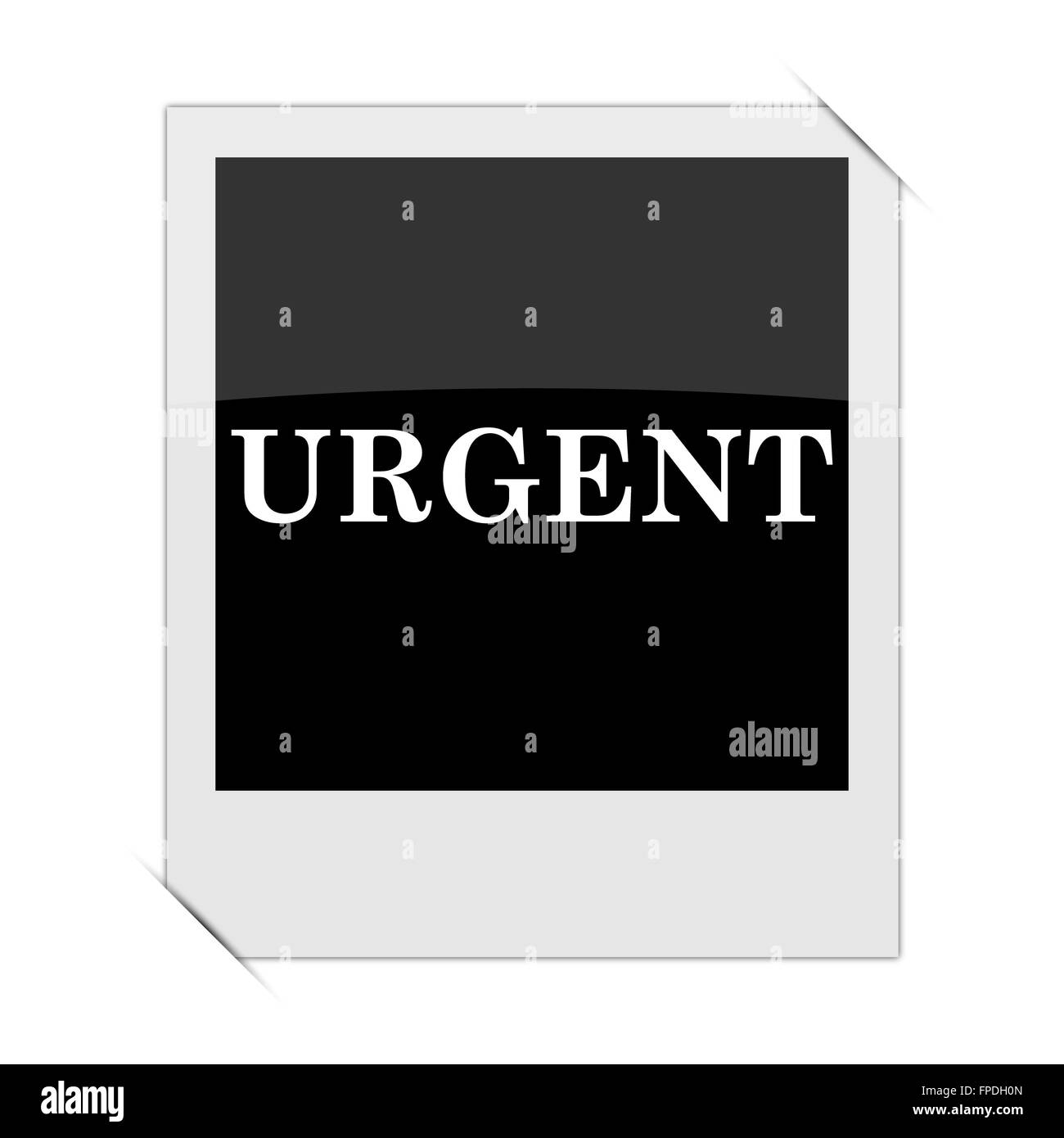 Urgent icon within a photo on white background Stock Photo