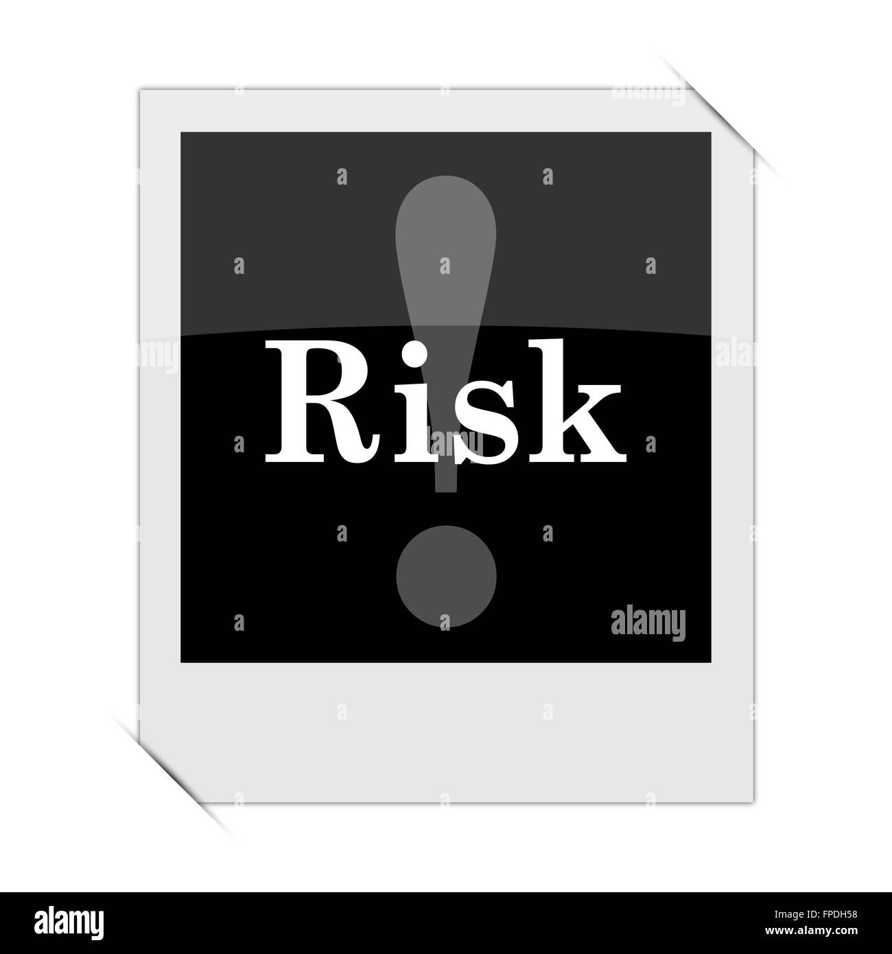 Risk icon within a photo on white background Stock Photo - Alamy