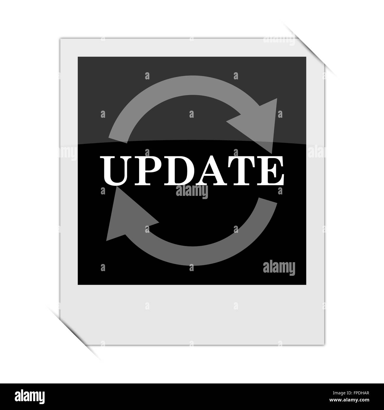 Update icon within a photo on white background Stock Photo - Alamy
