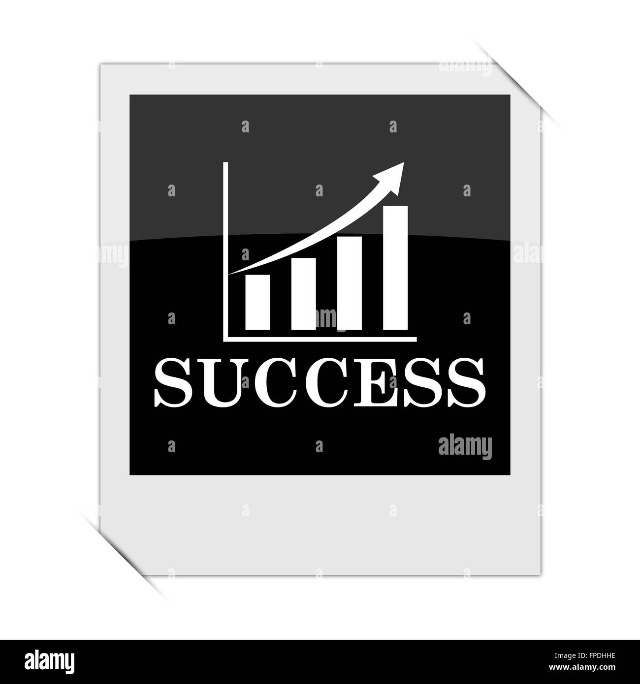 Success icon within a photo on white background Stock Photo - Alamy