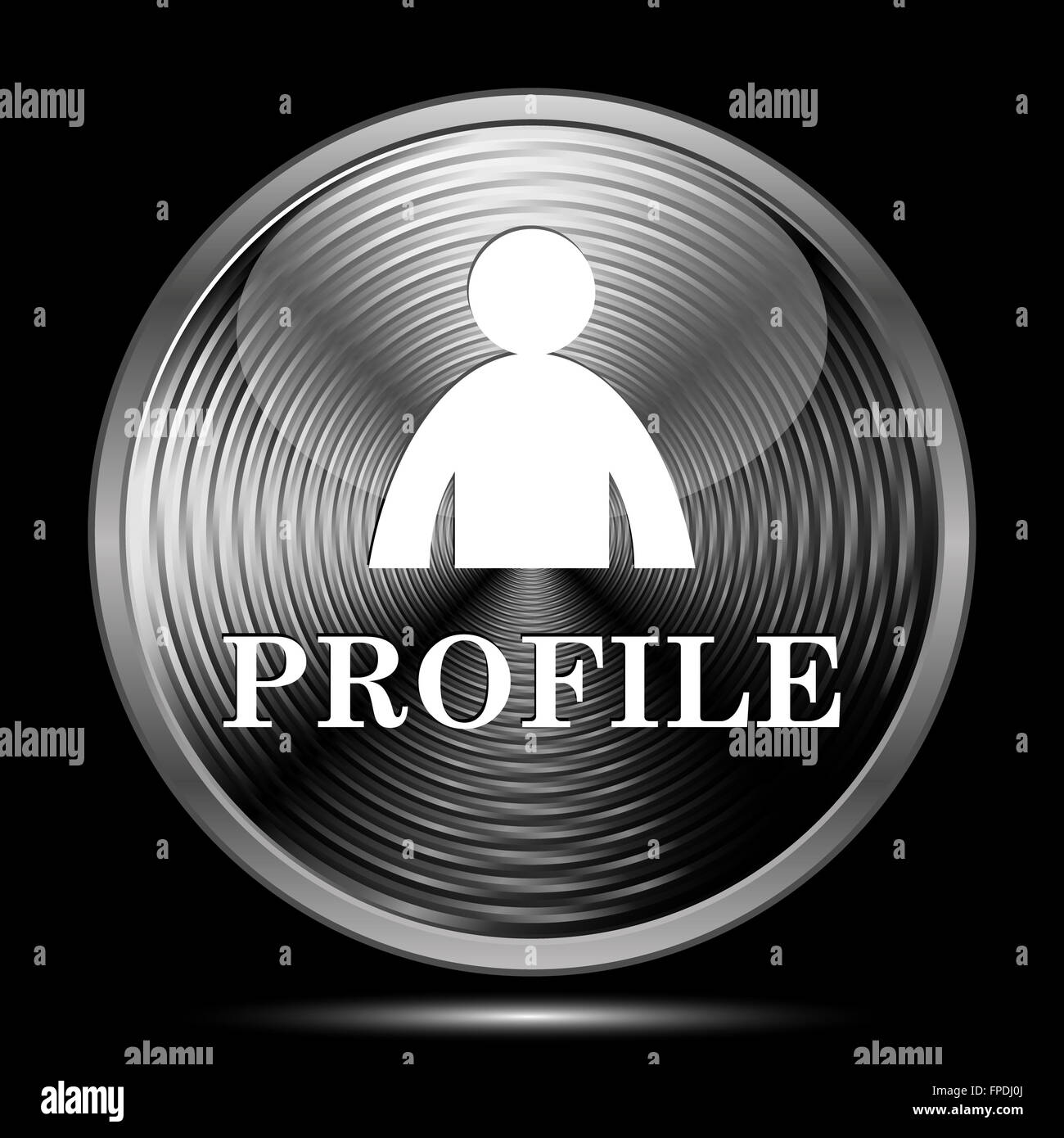 Profile icon. Internet button on black background Stock Photo - Alamy