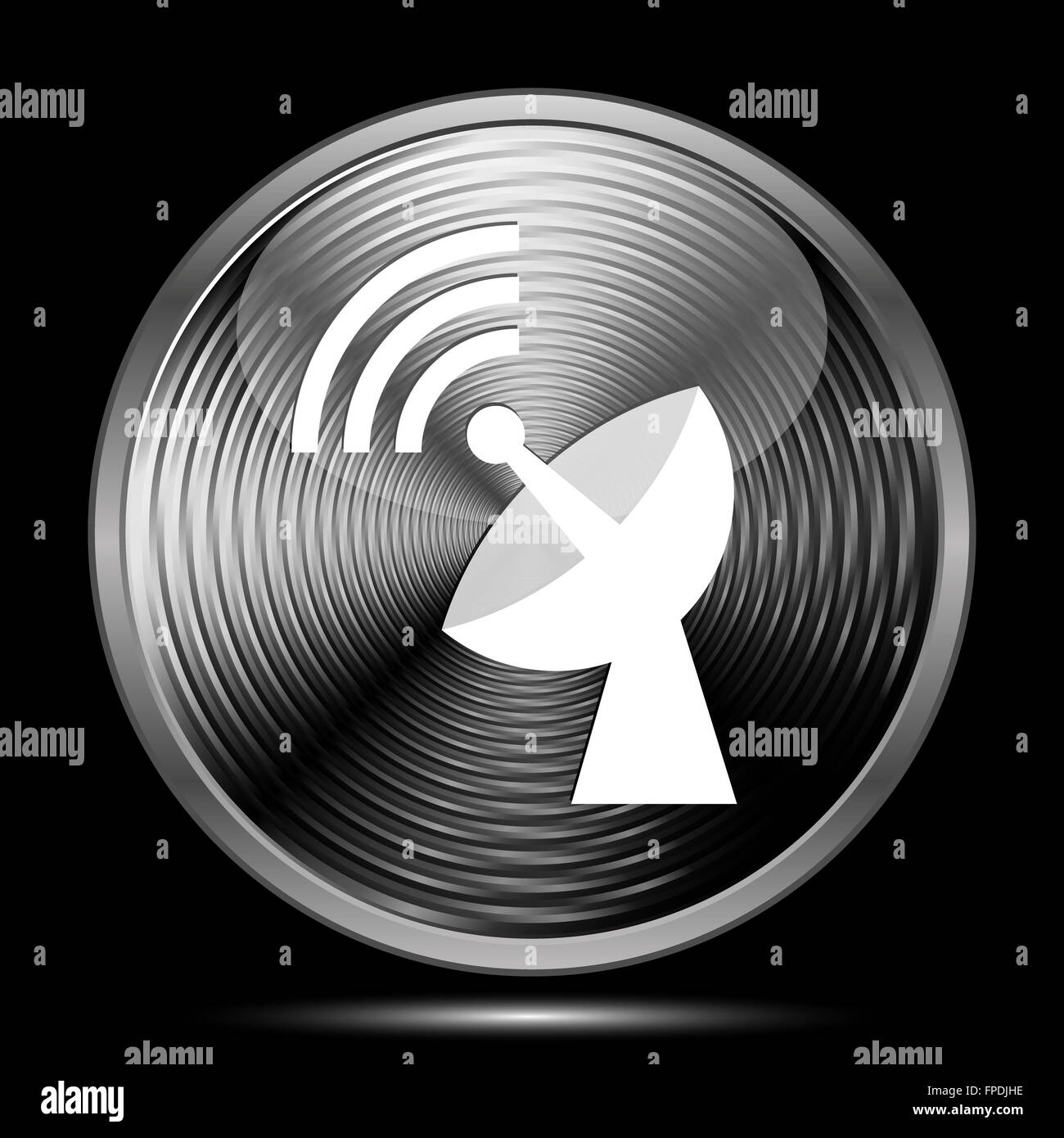 Wireless antenna icon. Internet button on black background Stock Photo ...