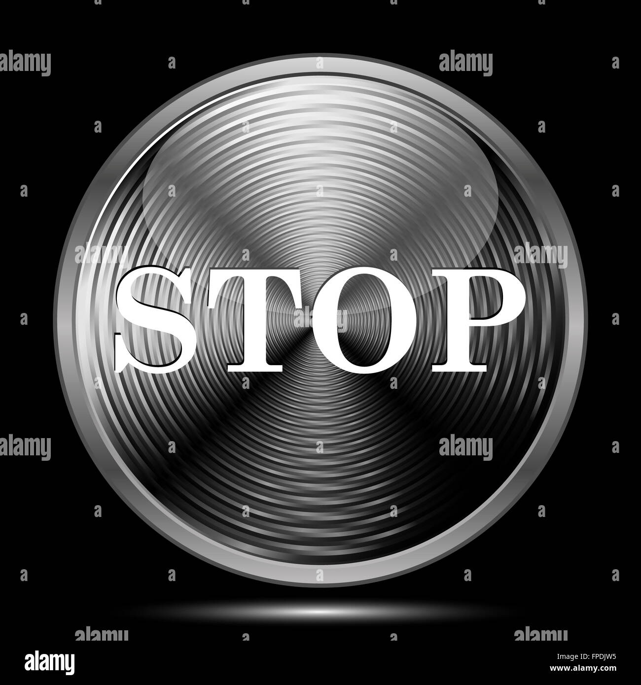 Stop icon. Internet button on black background Stock Photo - Alamy