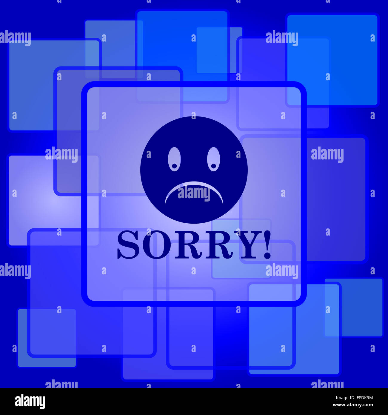 Sorry icon. Internet button on abstract background Stock Photo - Alamy