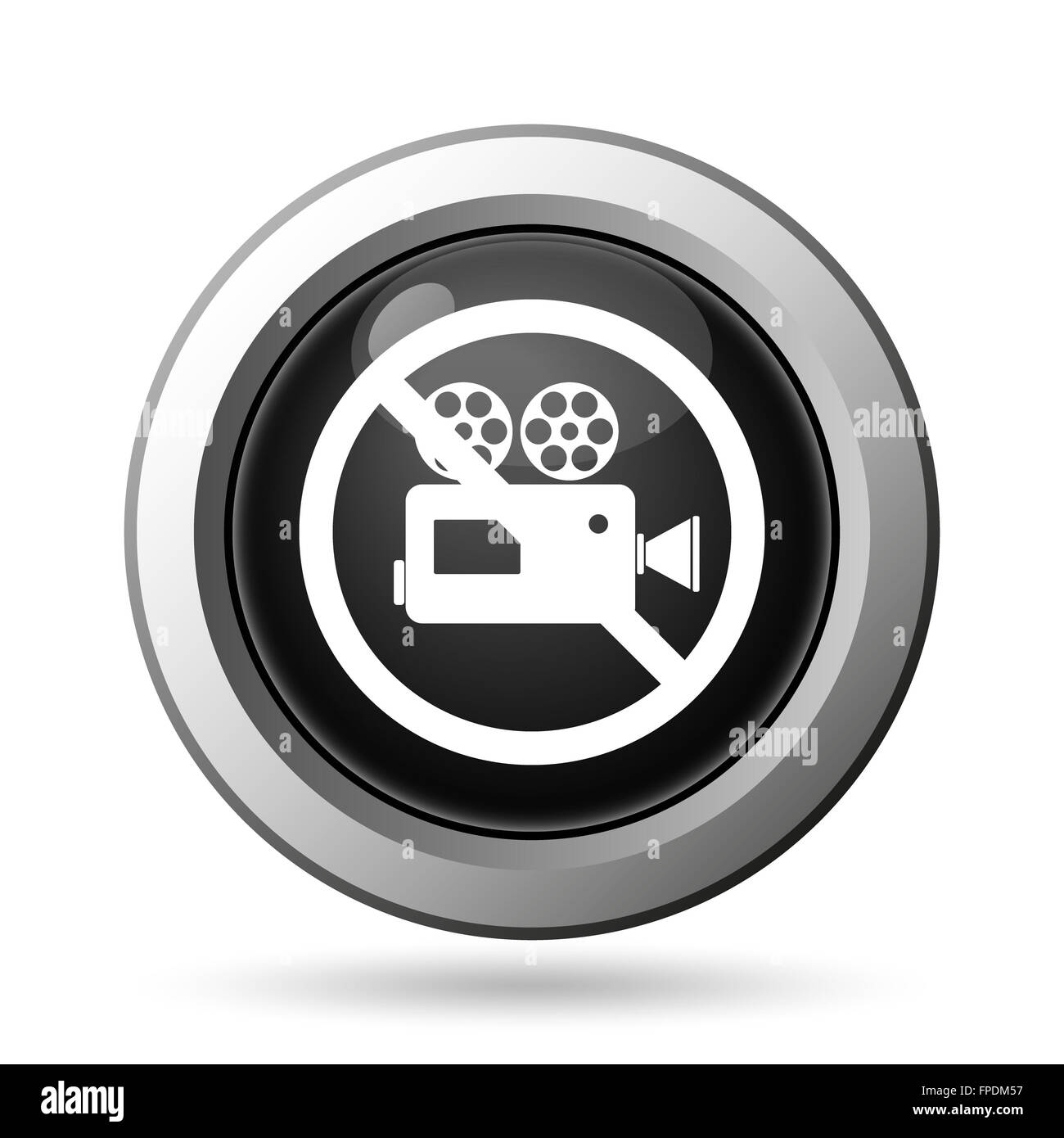 Forbidden video camera icon. Internet button on white background Stock ...