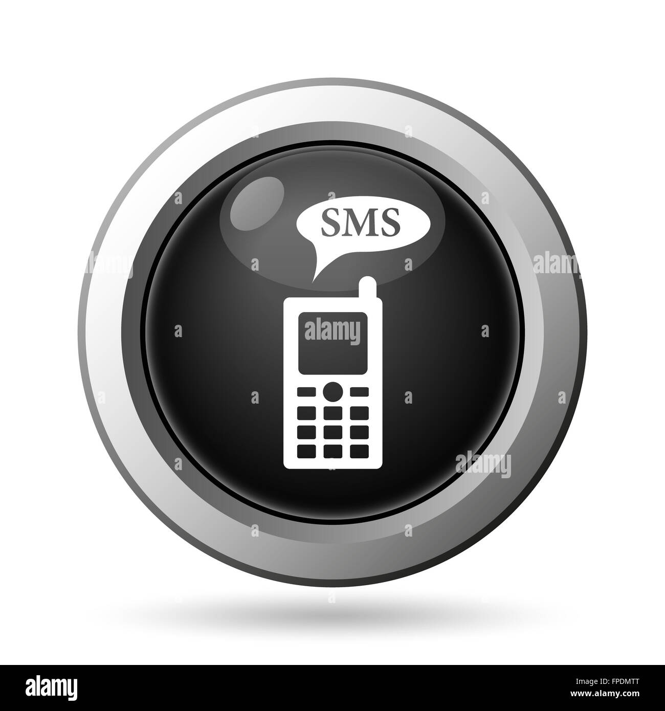 SMS icon. Internet button on white background Stock Photo - Alamy