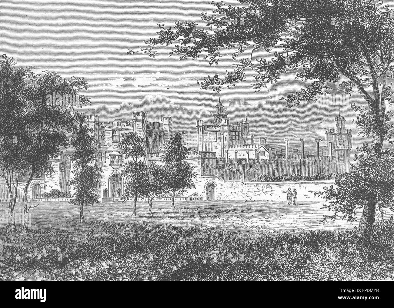 HERTFORDSHIRE: Old Theobalds Palace (From an earlier 1836 print), print 1888 Stock Photo
