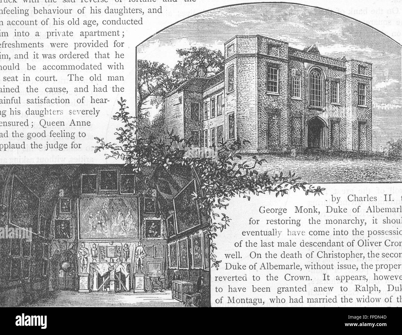 CHESHUNT The Old Manor House, Cheshunt. Hertfordshire, antique print