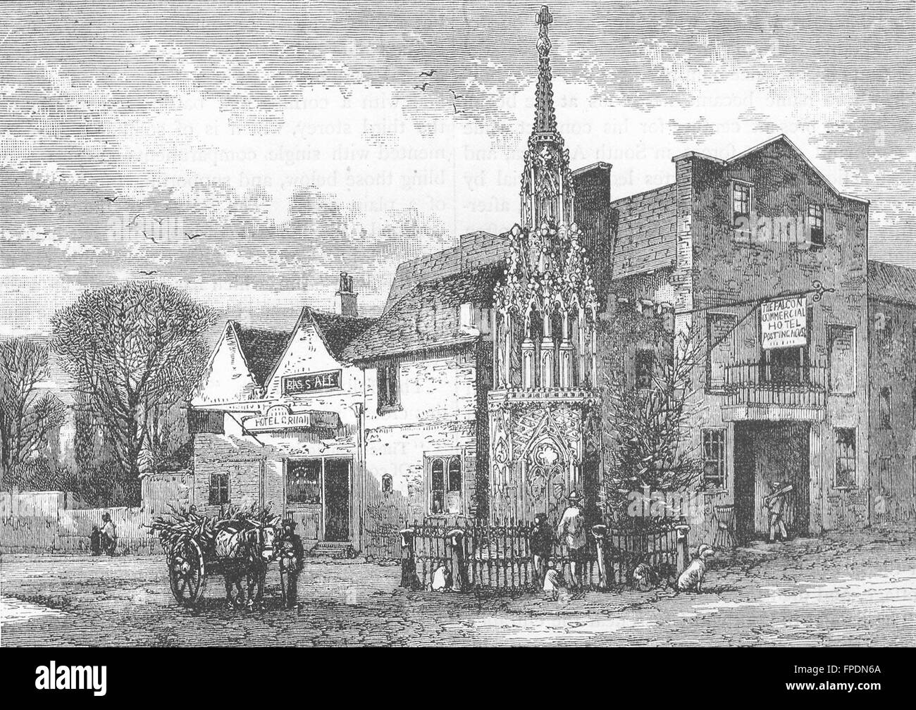 CHESHUNT Waltham Cross. Hertfordshire, antique print 1888 Stock Photo