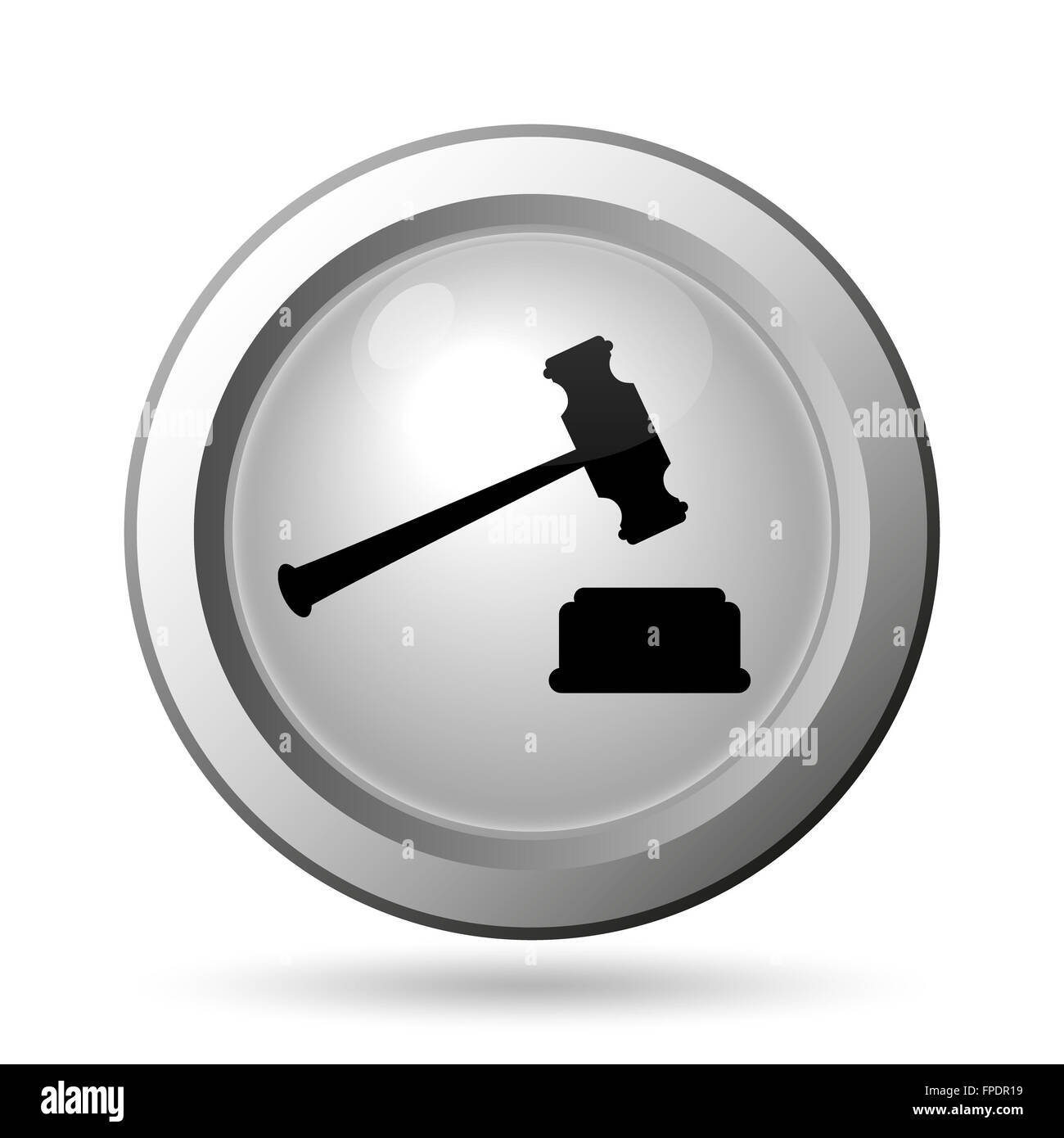 Judge hammer icon. Internet button on white background Stock Photo - Alamy