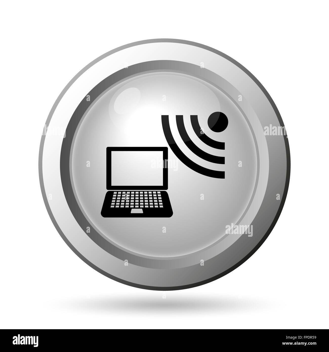 Wireless laptop icon. Internet button on white background Stock Photo ...