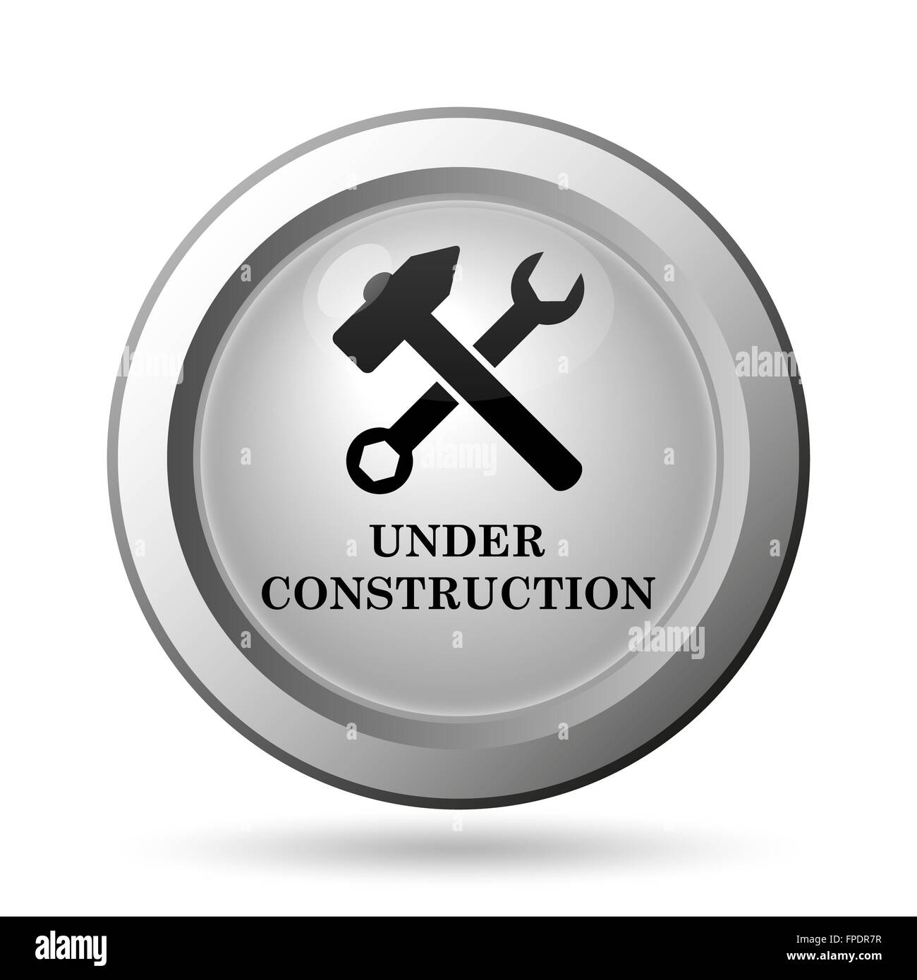 Under construction icon. Internet button on white background Stock ...